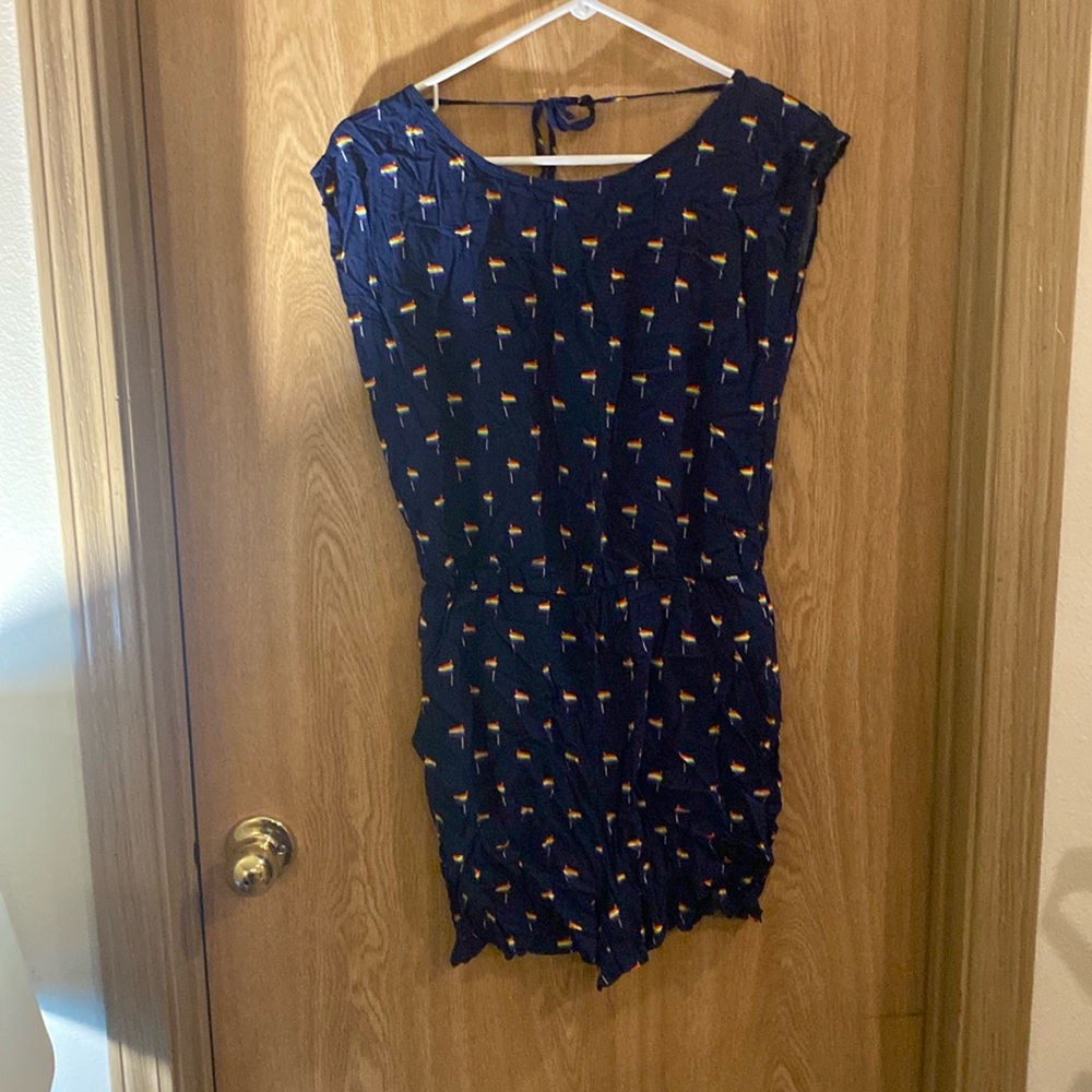 Navy Blue with Rainbow Flags Romper - Size S - $15
